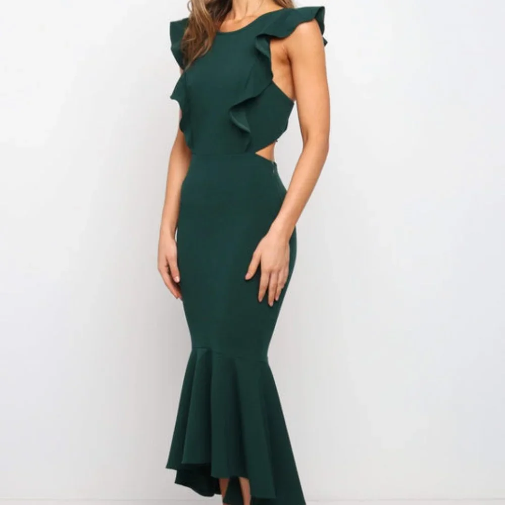 New PETAL & PUP AVANI DRESS IN EMERALD - Picture 3 of 8